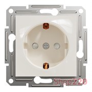 Розетка с заземлением и защитными шторками, кремовый, EPH2970223 Schneider Asfora