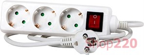 Удлинитель 3 гнезда, 3м, с заземлением, с выключателем, baby protect, e.es.3.3.zsb Enext