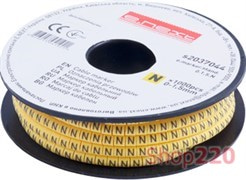 Маркер кабельный 0-1,5 кв.мм, N, 1000 шт, e.marker.stand.0.1.5.N Enext