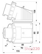 Силовая вилка стационарная 3Р+N+Z, 400В, 32А, IP67, Tarel