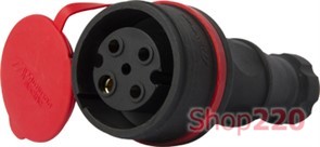 Силовая розетка переносная с защитной каучуковой крышкой 4п., 32А, e.socket.rubber.071.32 Enext