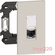 Розетка компьютерная RJ45 cat5e UTP 2 модуля, песочный, Bticino Living Now