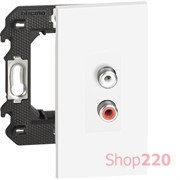 Розетка акустическая с разъёмами RCA 2 канала 2 модуля, белый, Bticino Living Now