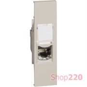 Розетка компьютерная RJ45 cat6 UTP 1 модуль, песочный, Bticino Living Now