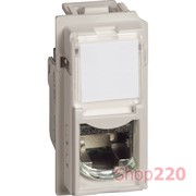 Механизм розетки компьютерной RJ45 cat6a UTP 1 модуль. песочный. Bticino Living Now. KM4279C6A
