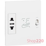 Механизм розетки электробритв 230В-127/230В 20ВА 3 модуля. белый. Bticino Living Now. KW4177