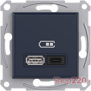 USB розетка тип А+С, 21 Вт, антрацит, EPH2700571 Schneider Electric Asfora