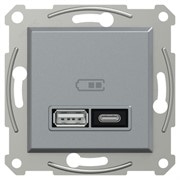 USB розетка тип А+С, сталь, EPH2700362 Schneider Electric Asfora