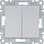 Выключатель двухклавишный, серебристый, Lumina WL0042 Hager