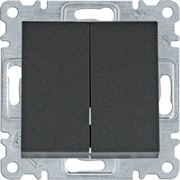 Выключатель двухклавишный, черный, Lumina WL0043 Hager