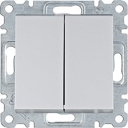 Выключатель проходной двухклавишный, серебристый, Lumina WL0052 Hager