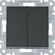 Выключатель двухклавишный проходной, черный, Lumina WL0053 Hager