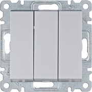 Выключатель трехклавишный, серебристый, Lumina WL0072 Hager