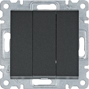 Выключатель трехклавишный, черный, Lumina WL0073 Hager