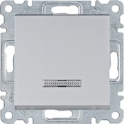 Выключатель одноклавишный с подсветкой, серебристый, Lumina WL0212 Hager
