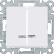 Выключатель двухклавишный с подсветкой, белый, Lumina-2 WL0240 Hager