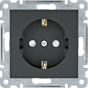 Розетка с заземлением и шторками, черный, Lumina WL1063 Hager