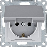 Розетка с заземлением и крышкой, серебристый, Lumina WL1152 Hager
