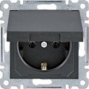 Розетка с заземлением и крышкой, черный, Lumina WL1153 Hager