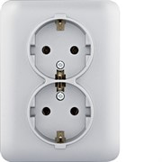 Розетка с заземлением двойная, серебристый, Lumina WL1252 Hager