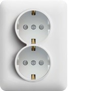 Розетка с заземлением двойная со шторками, белый, Lumina-2 WL1260 Hager
