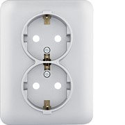 Розетка с заземлением двойная и шторками, серебристый, Lumina WL1262 Hager