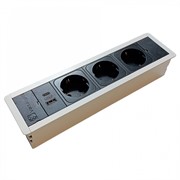 Врезной блок розеток 3х220В + USB тип С, белый, Versaframe ASA 060.40F.00008
