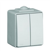 Выключатель 2-клавишный проходной наружный Efapel Waterproof 16А/250В, герметичный IP65, серый
