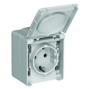 Розетка одинарная с крышкой наружная 2P+Z Schuko Efapel Waterproof 16А/250В, герметичная IP65, серый