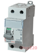 УЗО 16 A, 10 мА, 2 полюса, 411500 Legrand DX3