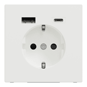 Розетка с заземлением и USB тип A+C, белый матовый, Merten
