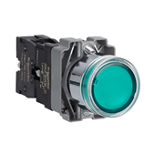 Кнопка с подсветкой Easy Harmony XB2, металл, скрытая, зеленая, 22 мм, с возвратом, =24В AC/DC, 1NO