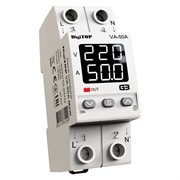 Реле напряжения с контролем тока 50А, белая индикация, VA-50A M2W DigiTop