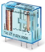 Реле; 2CO; 10A; 24В DC; AgNi; миниатюрное; шаг выводов 5мм; ДМ/розетка S95; RT II