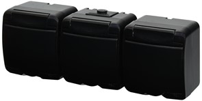 Розетка тройная накладная, черный/черная крышка, IP 54 Hermetics ETI