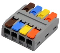 Миниатюрная соединительная клемма проходная, 4 полюса, DF-2-XM/2-4A