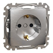 Розетка с заземлением, матовый алюминий, Sedna Design