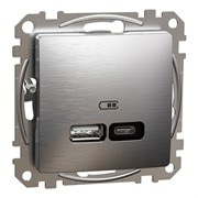 USB розетка A+C, матовый алюминий, Sedna Design