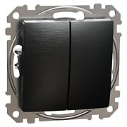 Двухклавишный выключатель, матовый титан, Sedna Design
