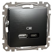 USB розетка A+C, матовый титан, Sedna Design