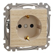Розетка с заземлением, берёза, Sedna Design