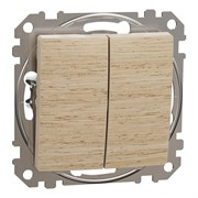 Двухклавишный выключатель, берёза, Sedna Design