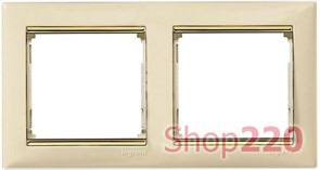 Рамка 2 поста, слоновая кость/золотой штрих 774152 Legrand Valena