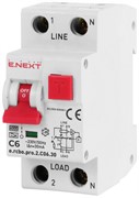 Дифференциальный автомат 6А, 30мА, кривая С, тип А, e.rcbo.pro.2.C06.30 Enext