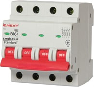 Модульный автоматический выключатель 4р, 16А, В, 4,5 кА, e.mcb.stand.45.4.В16 Enext