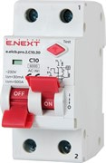 Дифавтомат с раздельной рукояткой 10А, 30мА, кривая С, тип АС, e.elcb.pro.2.C10.30 Enext
