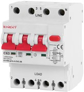 Трехфазный дифавтомат 63А, 30мА, кривая С, тип А, e.rcbo.pro.4.C63.30 Enext