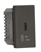 Розетка USB тип С для зарядки, 1 модуль, черный, К45 Simon K126I/14