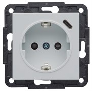 Розетка с заземлением и USB тип С, белый, Lumina-2 WL4850 Hager