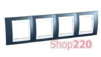 Рамка 4 поста, голубой лёд, Unica MGU6.008.854 Schneider